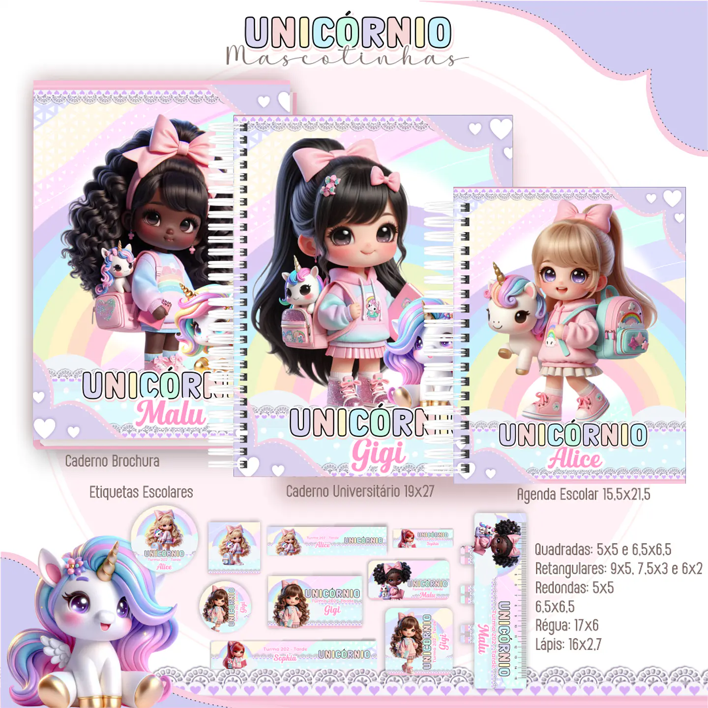 Arquivo Combo Escolar Mascotes IA 2026 - 15 Temas - Pamella 13