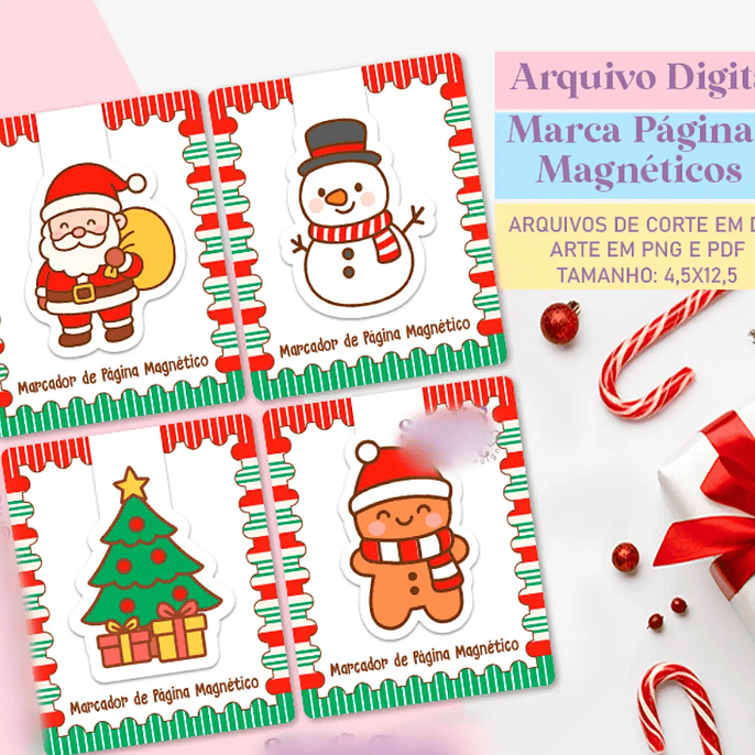 Arquivo Natal Marca Páginas Magnéticos - Studio Rafa 1