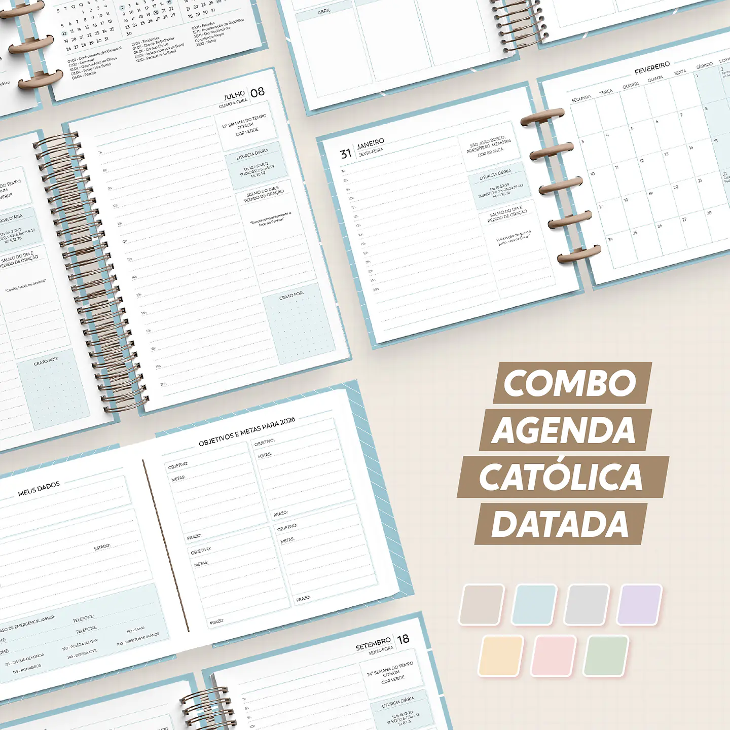 Arquivo Combo Agenda Católica 2026 Datada A5 e Mini - Nilmara 1