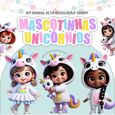 Kit Digital Mascotinhos Unicórnios - MK Criativos