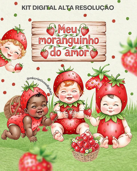 Kit Digital Meu Moranguinho do Amor - MK Criativos