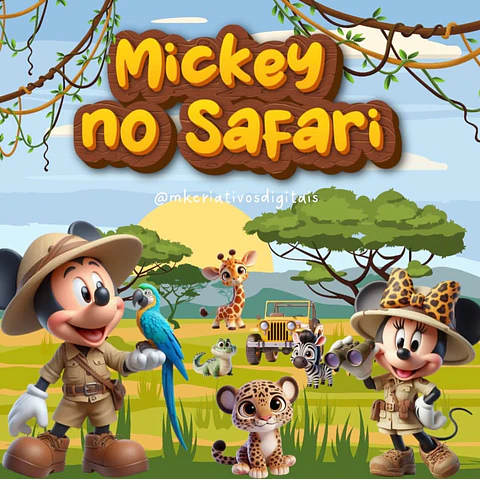 Kit Digital Mickey no Safari - MK Criativos