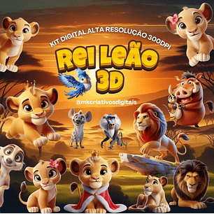 Kit Digital Rei Leão 3D - MK