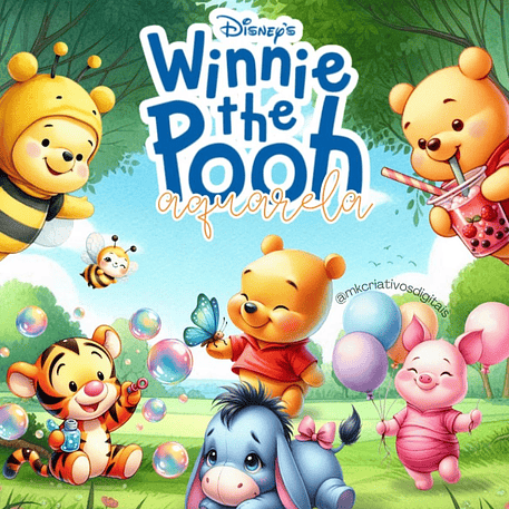 Kit Digital Ursinho Pooh Aquarela - MK 1