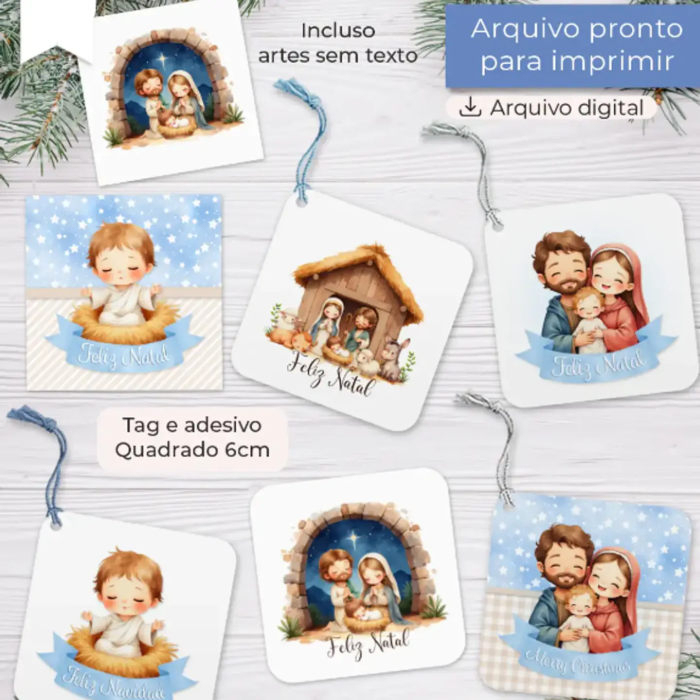 Arquivo Natal Tag Cristão Quadrada 6cm - Balloon 1