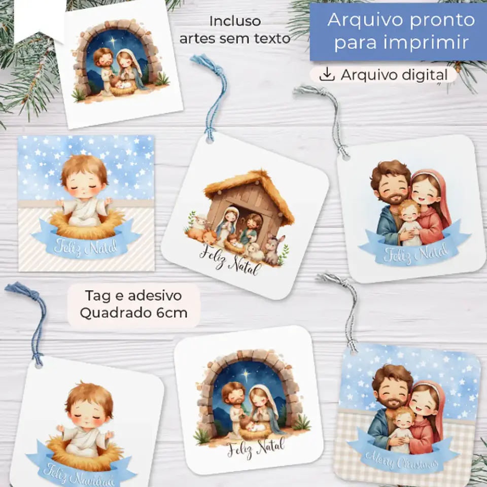 Arquivo Natal Tag Cristão Quadrada 6cm - Balloon 1
