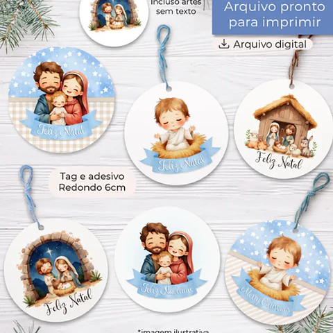 Arquivo Natal Tag Cristão Redonda 6cm - Balloon