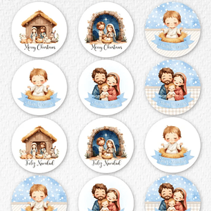 Arquivo Natal Tag Cristão Redonda 6cm - Balloon