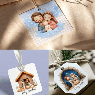 Arquivo Natal Tag Cristão Quadrada 6cm - Balloon