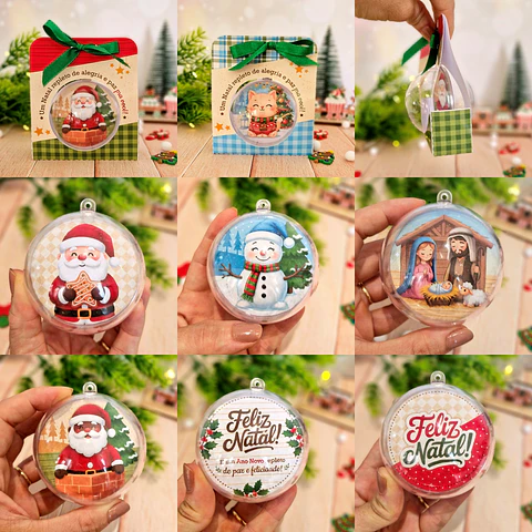Arquivo Natal Caixa Bolinha Acrílica 6,5 e 7 - Estúdio Telma Contel