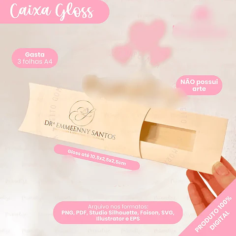 Arquivo Molde Caixa Gloss - Mimalize