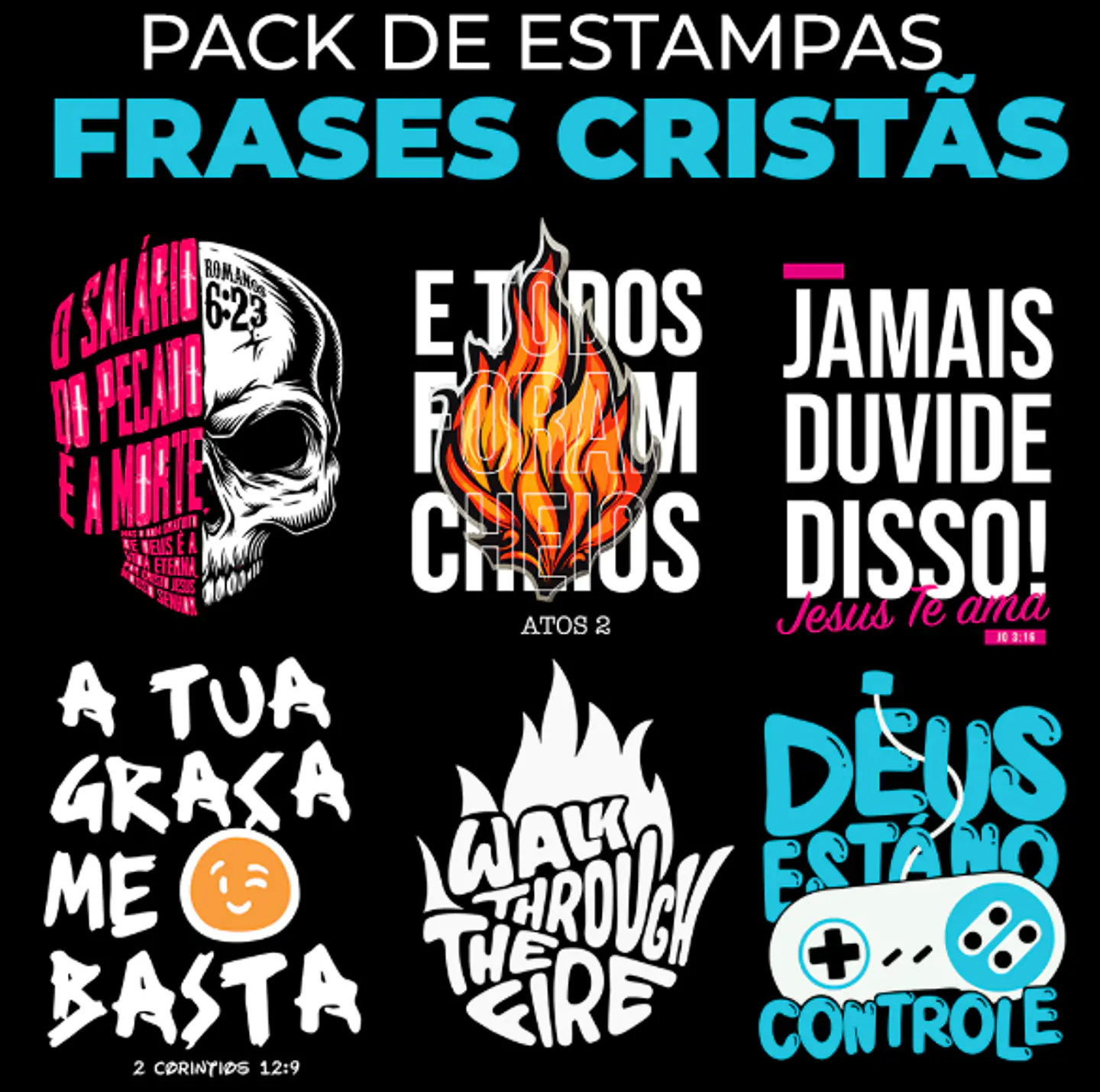 Arquivo Pack de Estampas Frases Cristãs - Elevart Packs 1