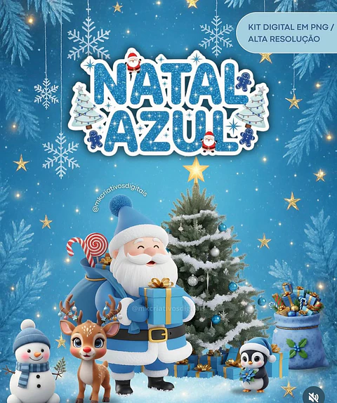 Kit Digital Natal Azul - MK Criativos