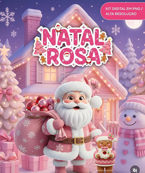 Kit Digital Natal Rosa - Mk Criativos
