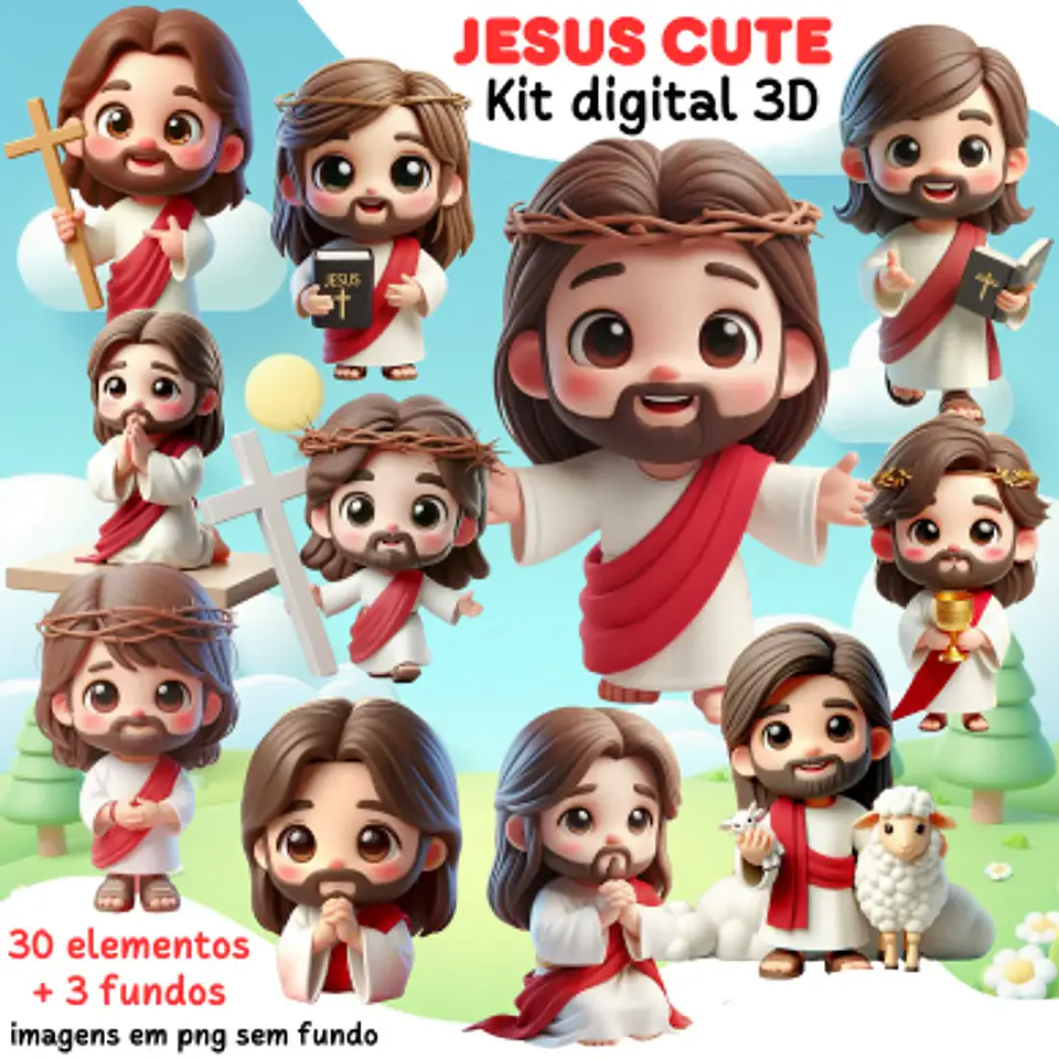 Kit Digital Jesus Cute 3D - Mi Kits 1