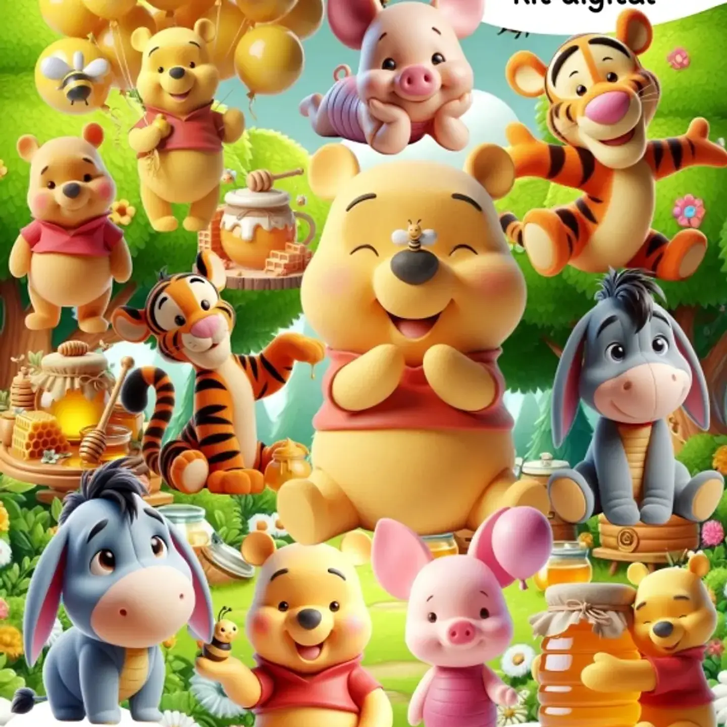 Kit Digital Ursinho Pooh 3D - Mi Kits 1