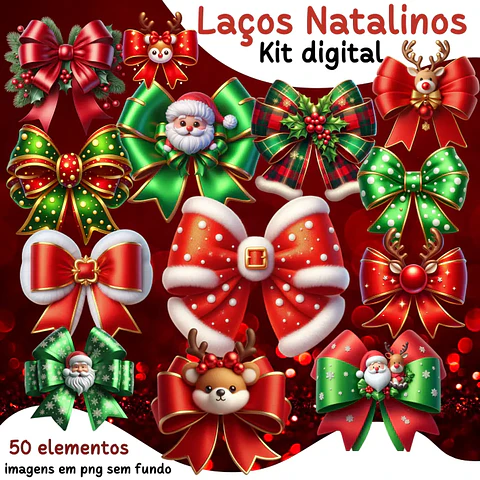 Kit Digital Laços Natalinos - Mi Kits