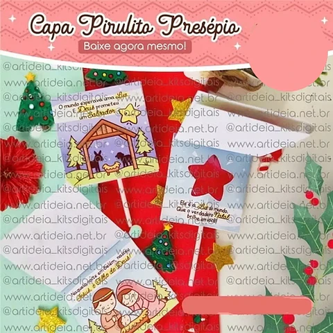 Arquivo Natal Cristão Capa Pirulito Presépio - Art Ideia