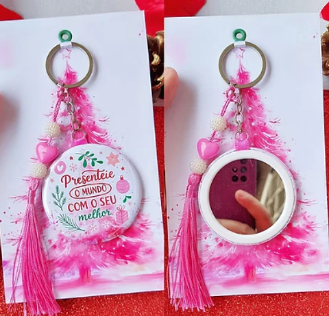 Arquivo Natal Rosa Card Botton Espelho - Dhama dos Papéis