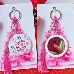 Arquivo Natal Rosa Card Botton Espelho - Dhama dos Papéis