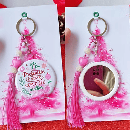 Arquivo Natal Rosa Card Botton Espelho - Dhama dos Papéis 1