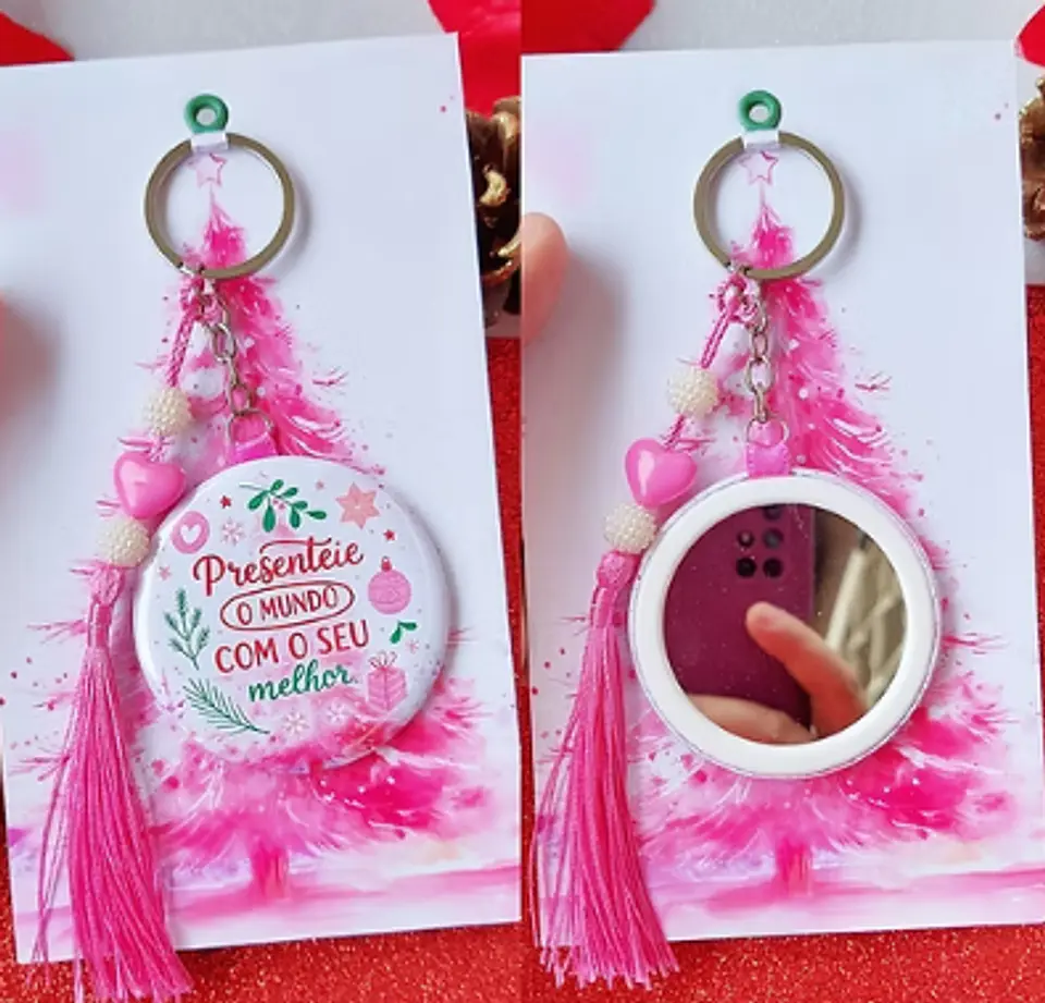 Arquivo Natal Rosa Card Botton Espelho - Dhama dos Papéis 1