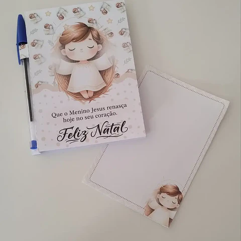 Kit Digital Natal Cristão Bloquinho com Caneta - Abelhinha