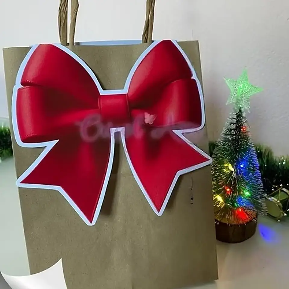 Arquivo Natal Laço Vermelho Sacola - Crisolart 1