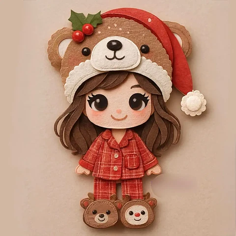 Arquivo Topo de Bolo Natal Menina de Pijama - meu cantinho