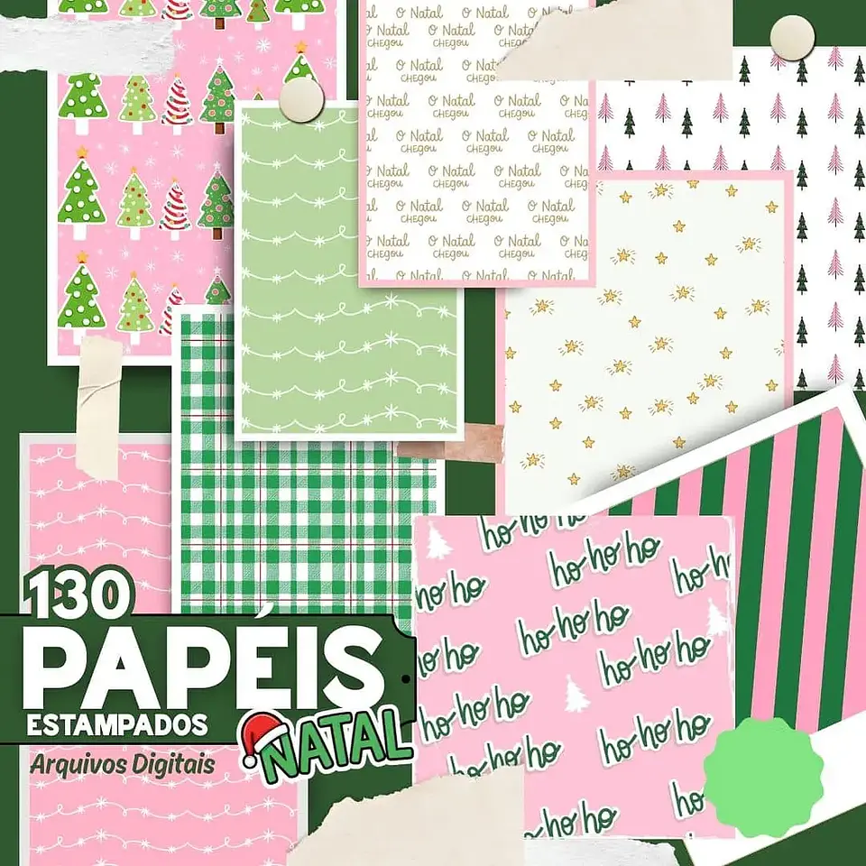 Kit Digital Natal Papéis Estampados - PANDOCA 2