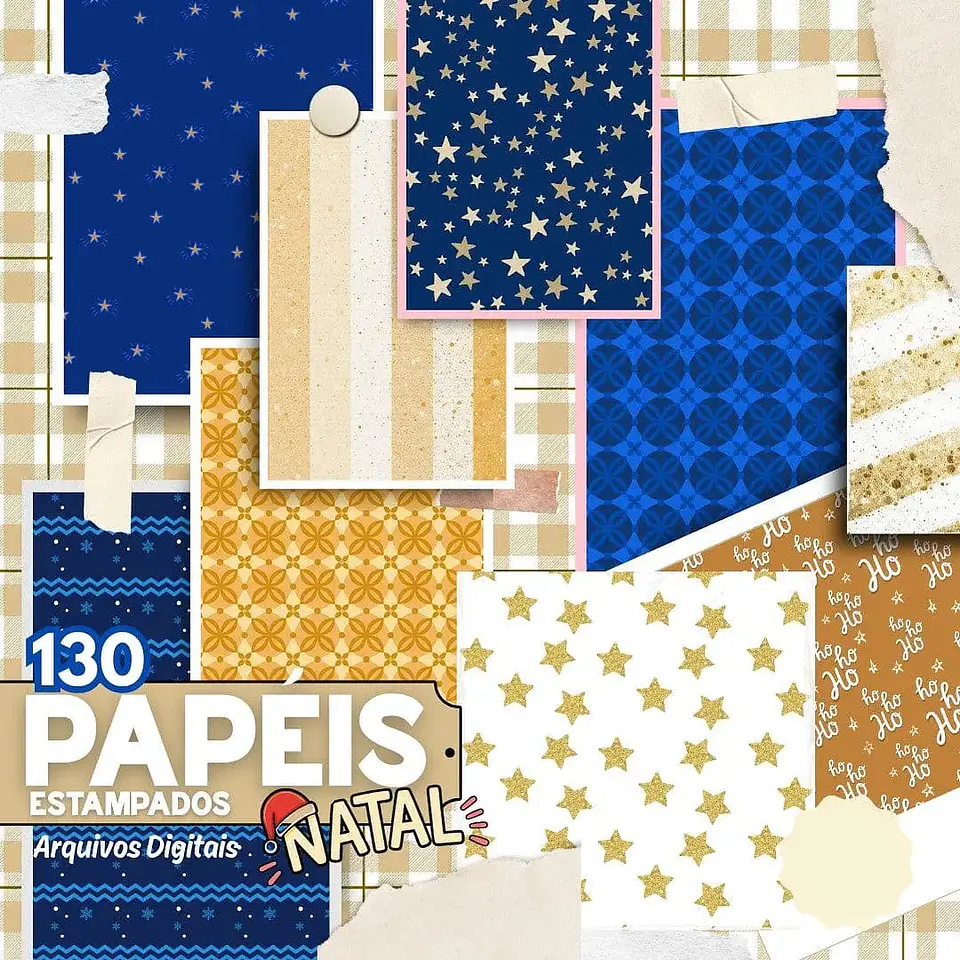 Kit Digital Natal Papéis Estampados - PANDOCA 3