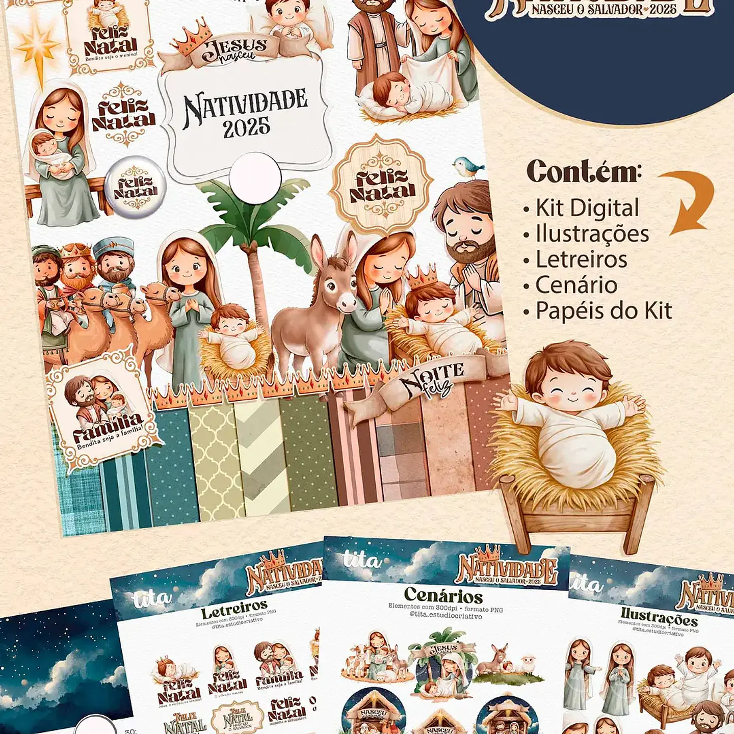Kit Digital Natal Combo Natividade Ilustrações - Tita 1