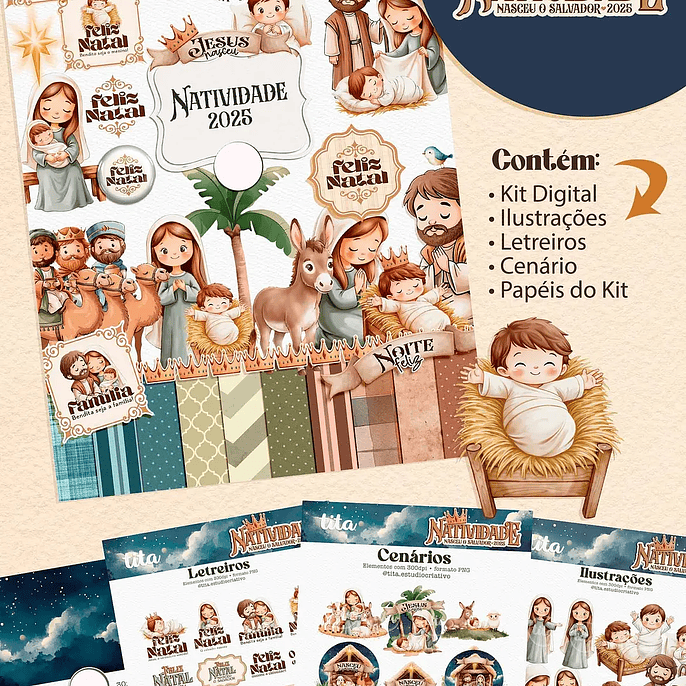 Kit Digital Natal Combo Natividade Ilustrações - Tita 1