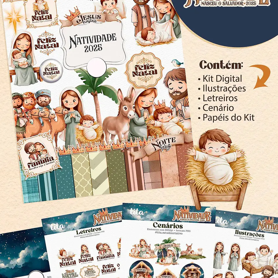 Kit Digital Natal Combo Natividade Ilustrações - Tita 1