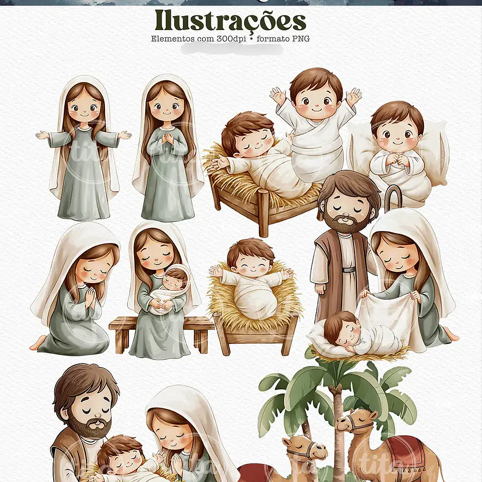 Kit Digital Natal Combo Natividade Ilustrações - Tita 7