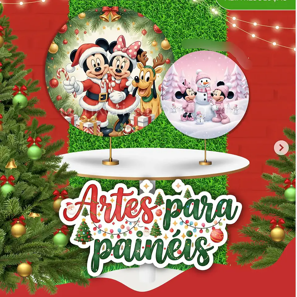 Arquivo Painel Sublimado Natal Mickey e Minnie - MK Criativos 1