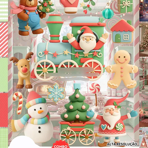 Kit Digital Natal Retrô Suave 3D - Fanddy