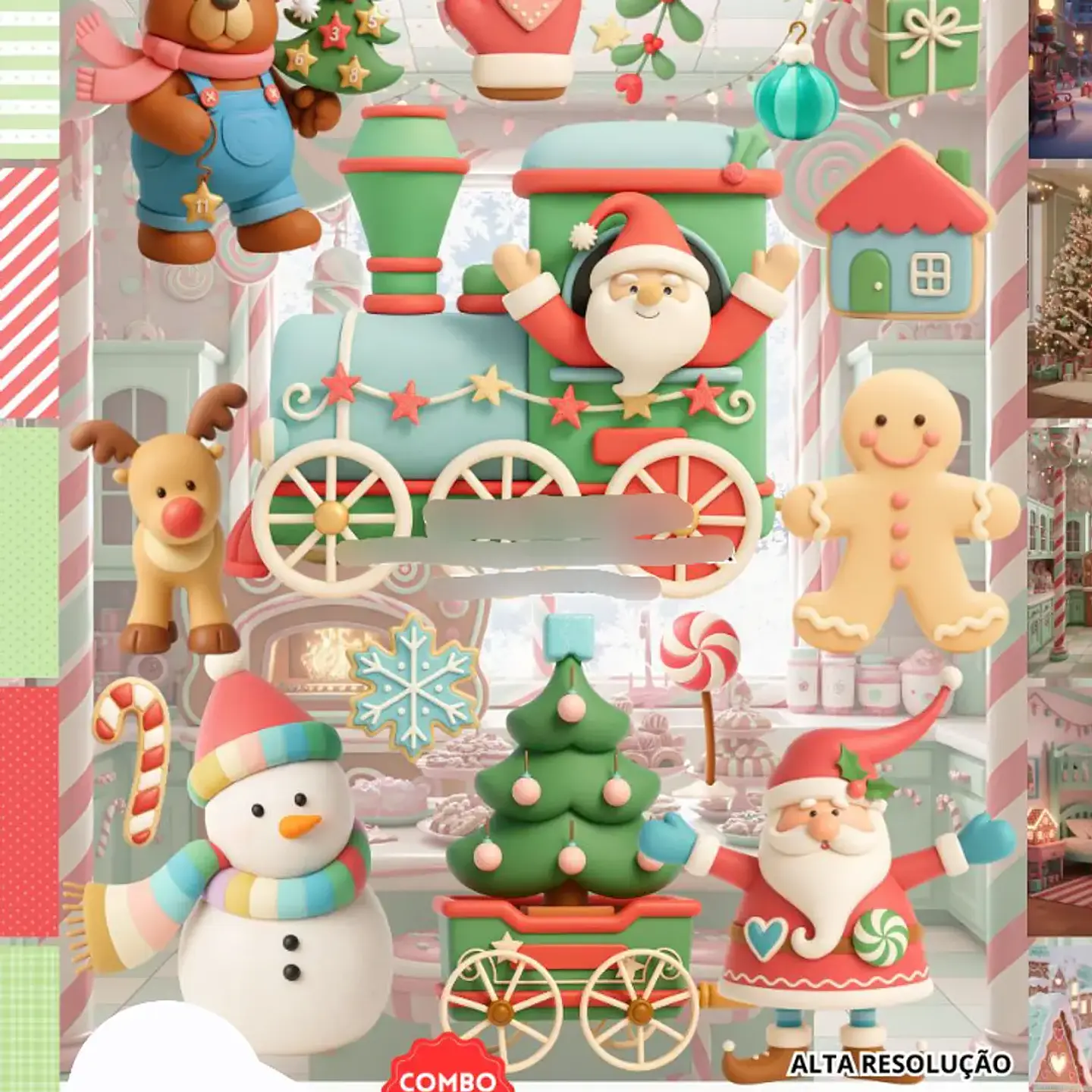 Kit Digital Natal Retrô Suave 3D - Fanddy 1