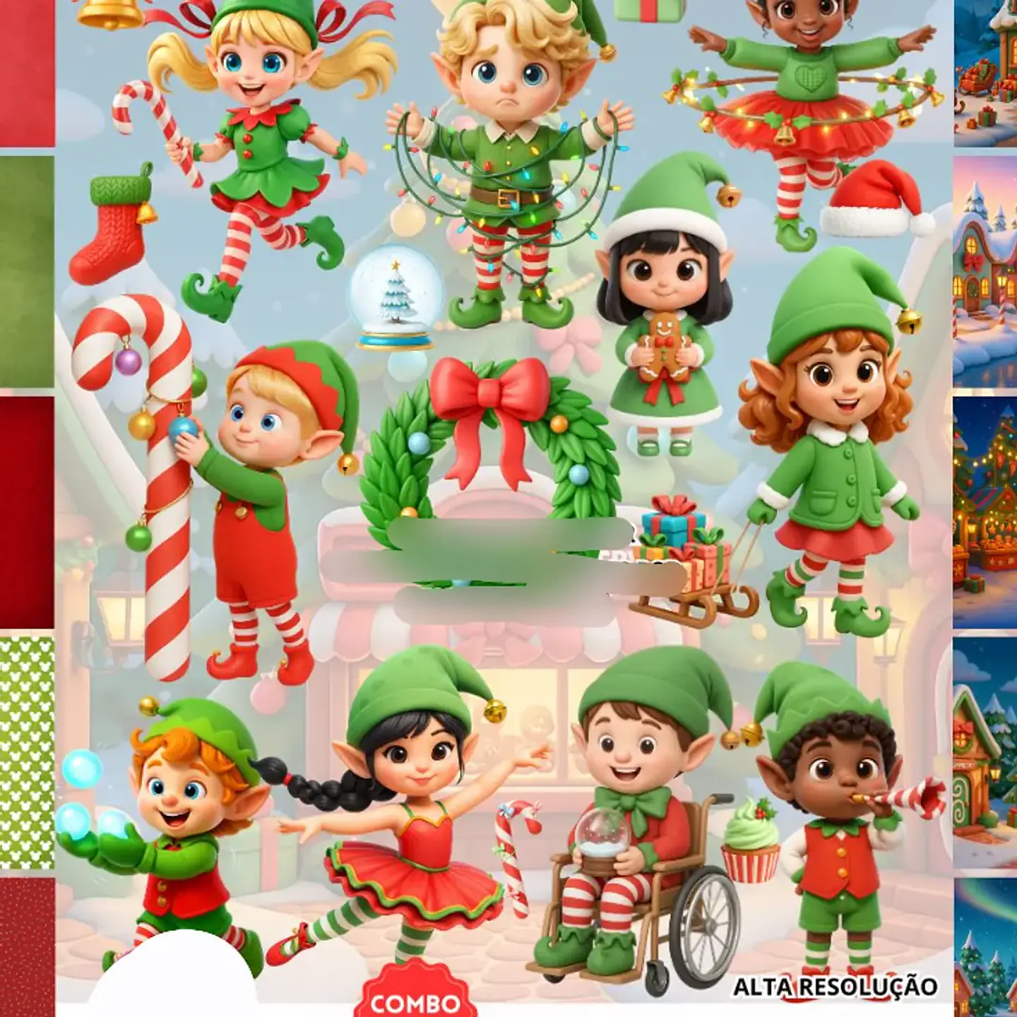 Kit Digital Natal dos Elfos 3D - Fanddy 1