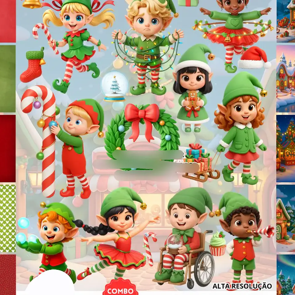 Kit Digital Natal dos Elfos 3D - Fanddy 1