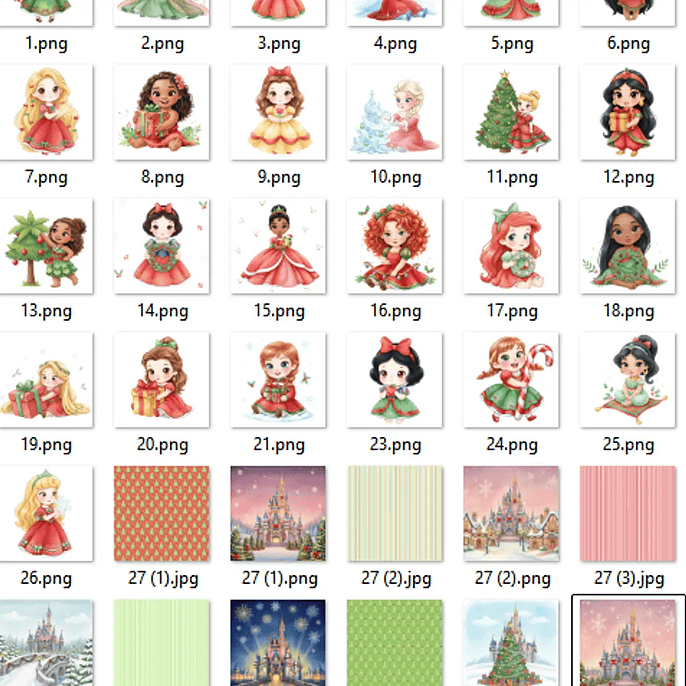 Kit Digital Natal Princesas Disney Aquarela - Fanddy 2