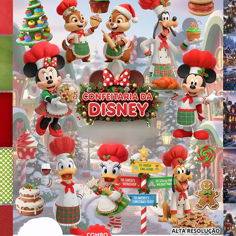 Kit Digital Natal Confeitaria da Disney 3D - Fanddy