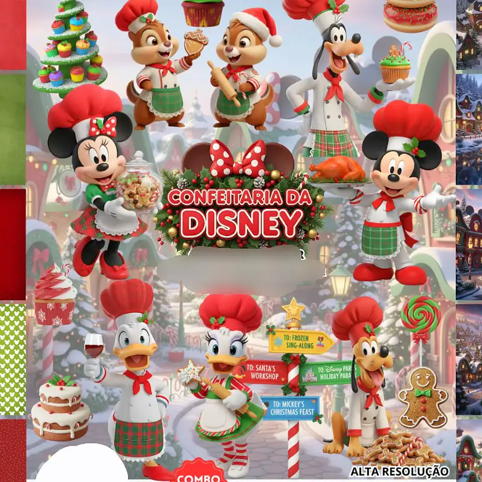 Kit Digital Natal Confeitaria da Disney 3D - Fanddy 1
