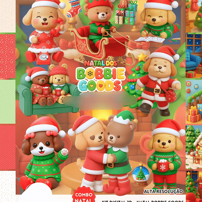 Kit Digital Natal Bobbie Goods 3D - Fanddy 1