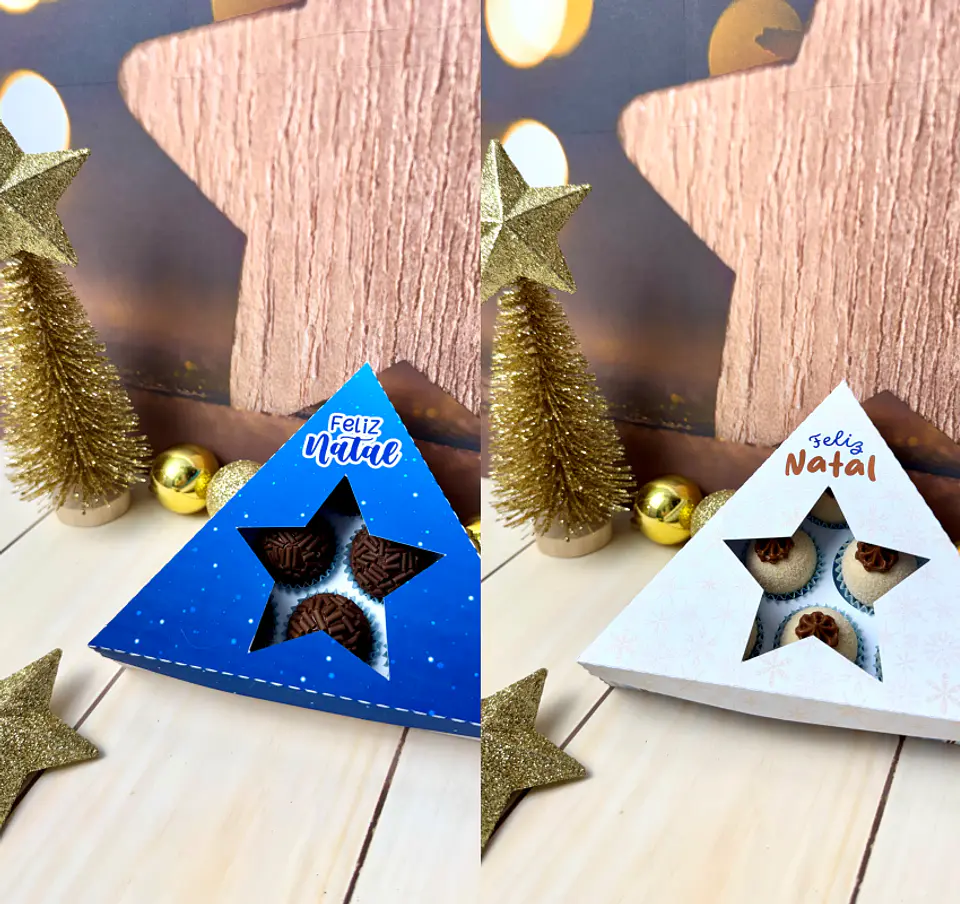 Arquivo Natal Caixa Triângulo para 6 Doces - Madi 1