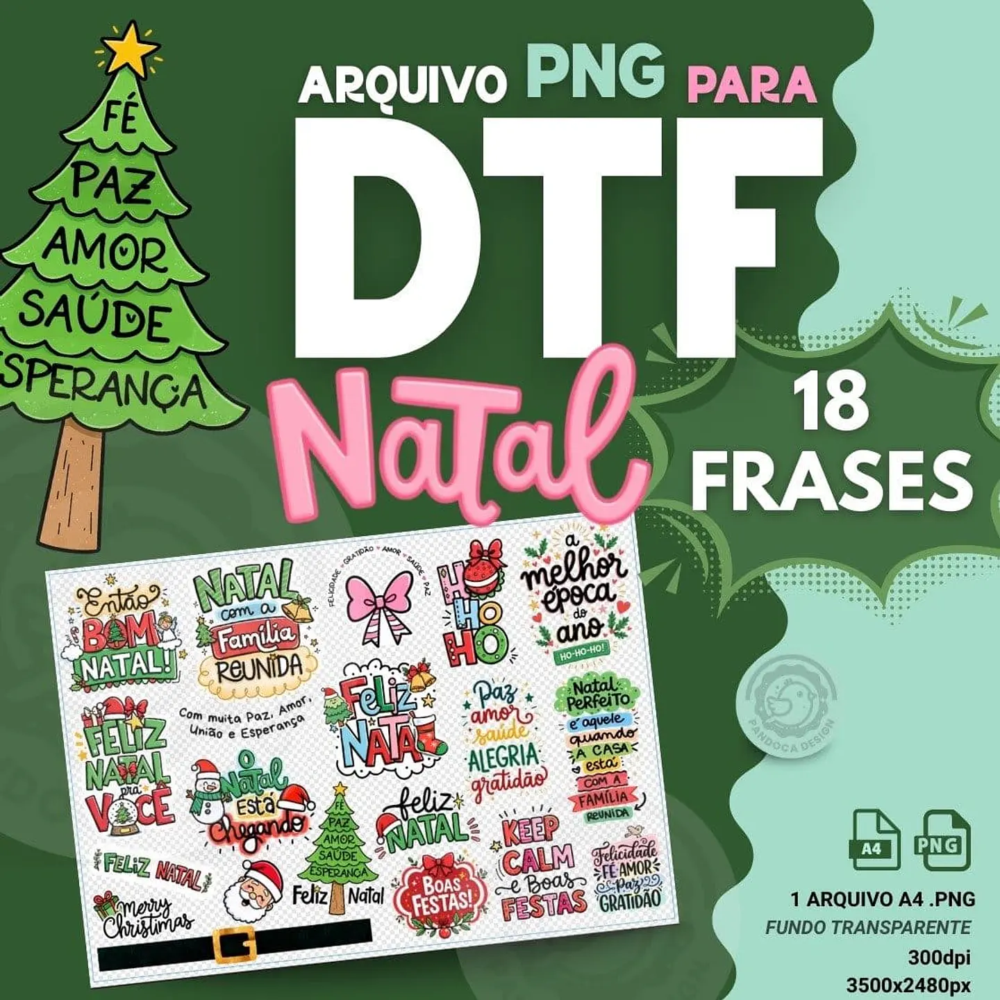 Arquivo Natal DTF UV 2 Frases - Pandoca 1