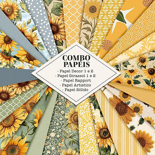 Kit Digital Combo Papéis Alma de Girassol - Tita