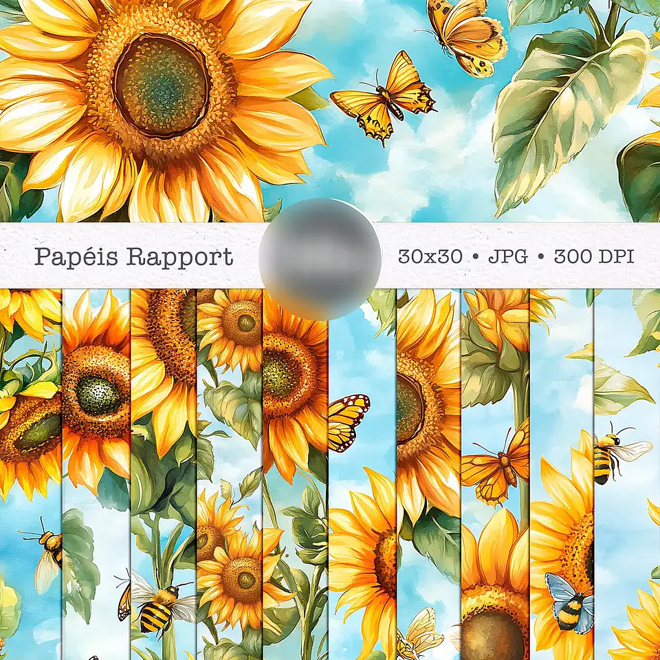 Kit Digital Combo Papéis Alma de Girassol - 4