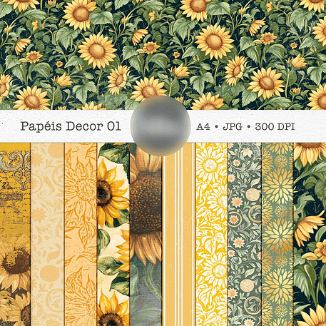Kit Digital Combo Papéis Alma de Girassol - Tita 6