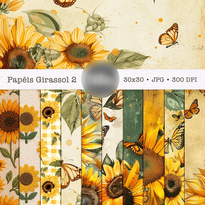 Kit Digital Combo Papéis Alma de Girassol - Tita 7